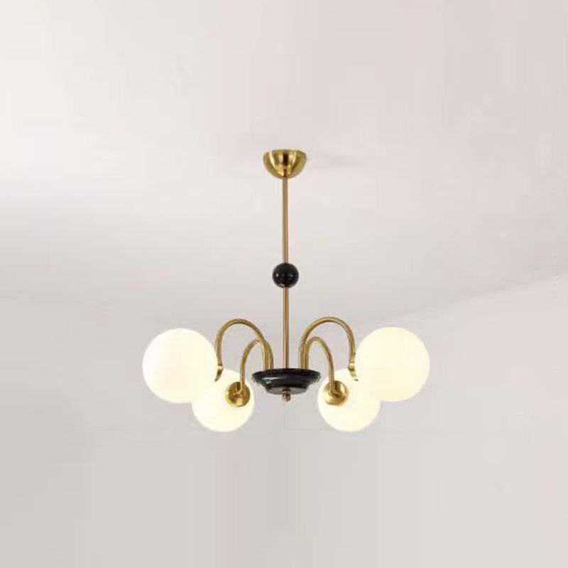 Modern Simplicity Round Ceiling Chandelier Milk Glass Hanging Light for Living Room