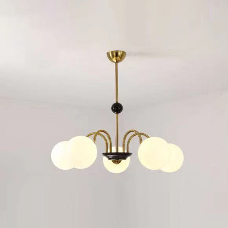Modern Simplicity Round Ceiling Chandelier Milk Glass Hanging Light for Living Room