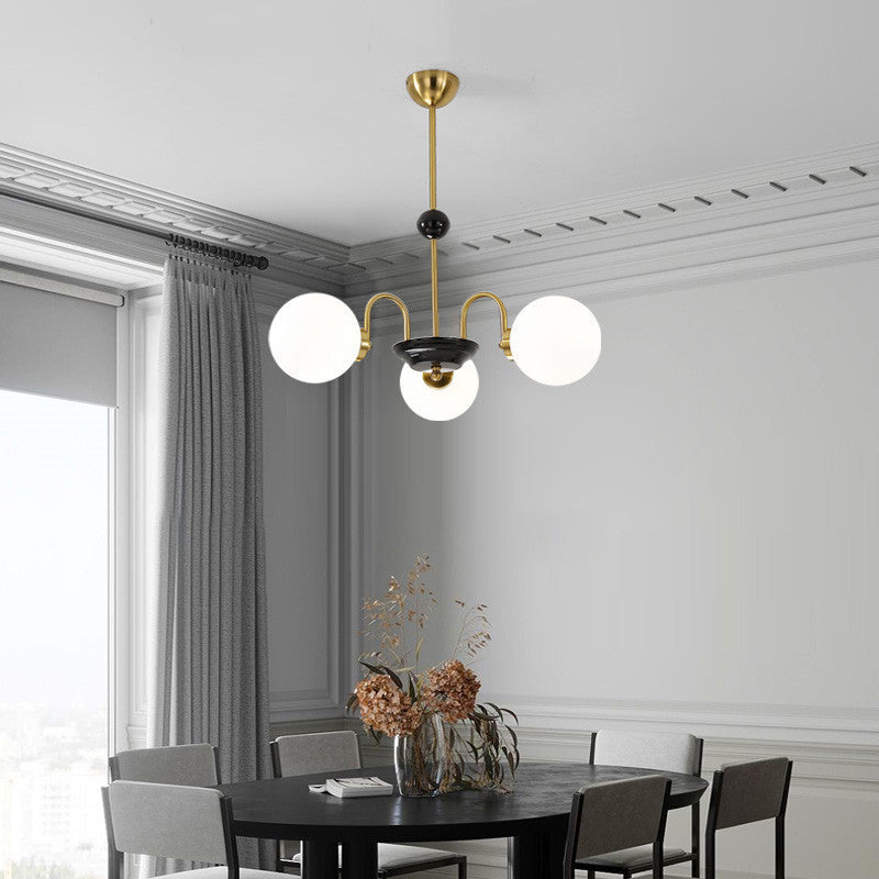 Modern Simplicity Round Ceiling Chandelier Milk Glass Hanging Light for Living Room