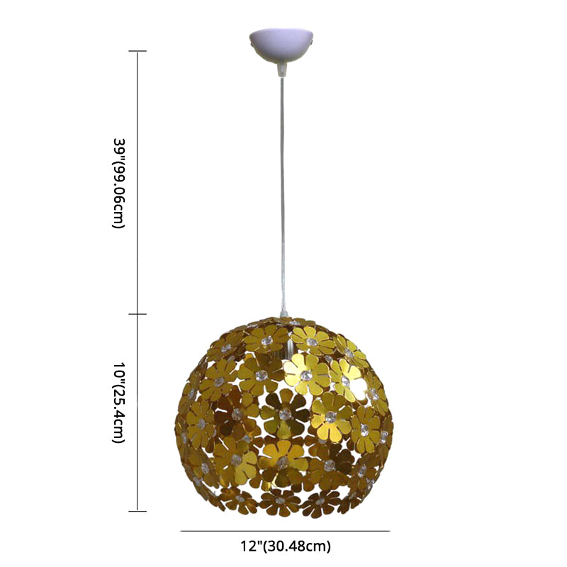 Lámpara colgante de globo dorado iluminación colgante de aluminio posmoderna para restaurante