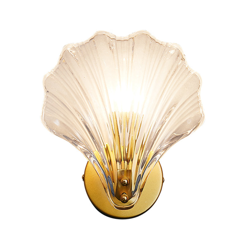 Shell-vormige wand sconce verlichting modern-stijl glazen slaapkamer sconce lamp in helder