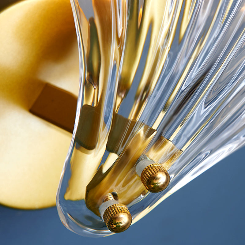 Shell Shaped Wall Sconce Lighting Modern-Style Glass Bedroom Sconce Light Fixture in Clear