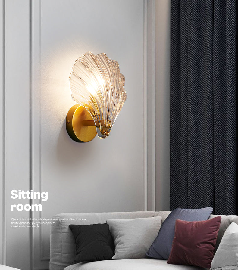 Shell Glass Wall Mount Light Fixture Minimalist-Style Wall Mounted Light Fixture