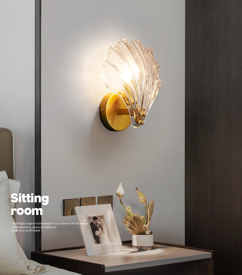 Shell Glass Wall Mount Light Fixture Minimalist-Style Wall Mounted Light Fixture