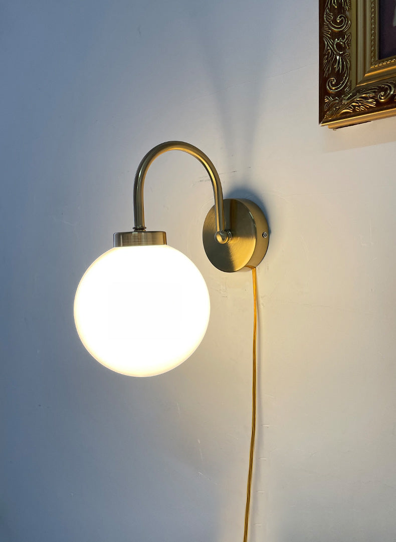 Glass Spherical Wall Lighting Fixture Contemporary Style Wall Mounted Light Fixture