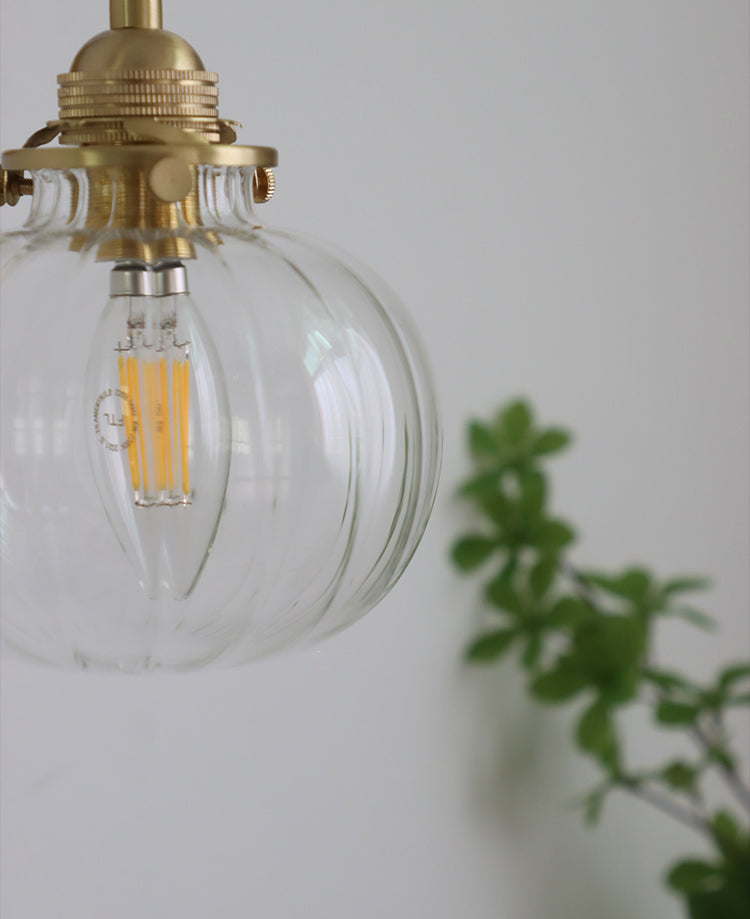 Bedroom Sconce Light Fixture Modern Style Clear Wall Light Fixture with Pumpkin Glass Shade