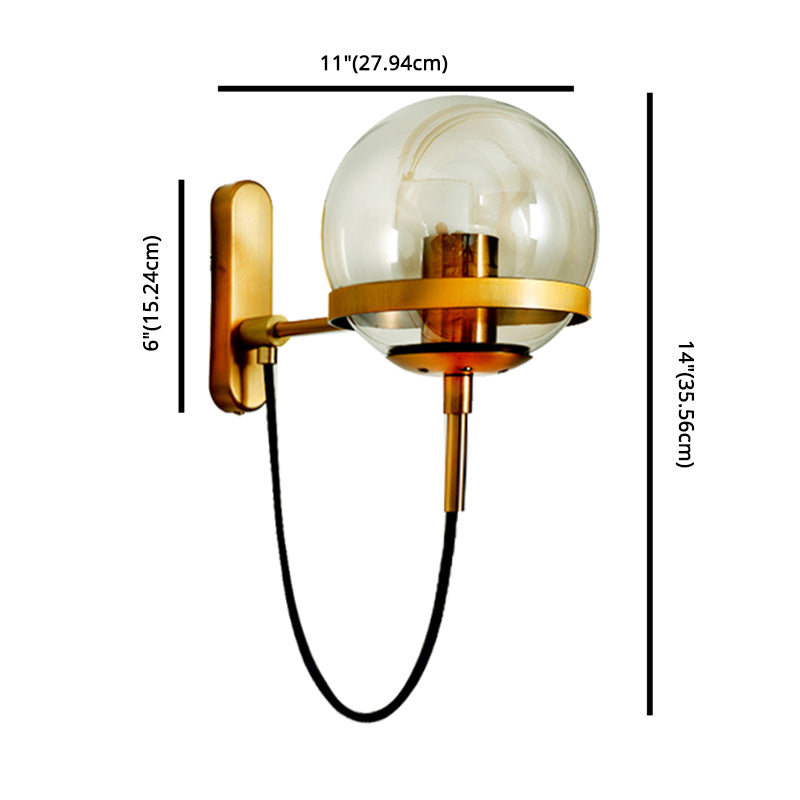 Spherical Wall Lighting Fixture Minimalist Style Glass Bedroom Wall Mount Light Fixture
