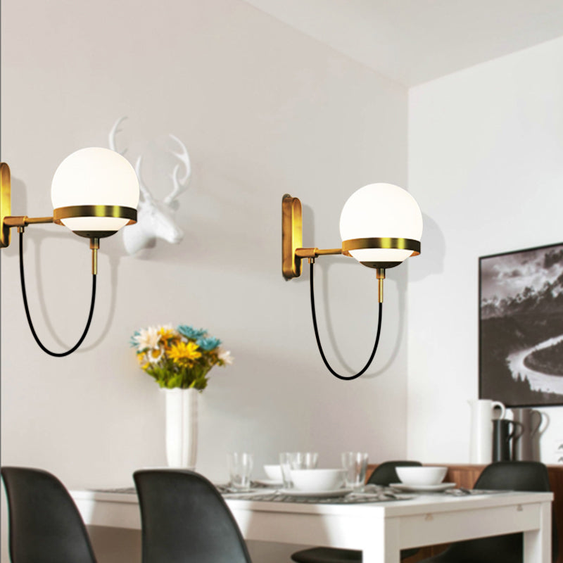 Spherical Wall Lighting Fixture Minimalist Style Glass Bedroom Wall Mount Light Fixture