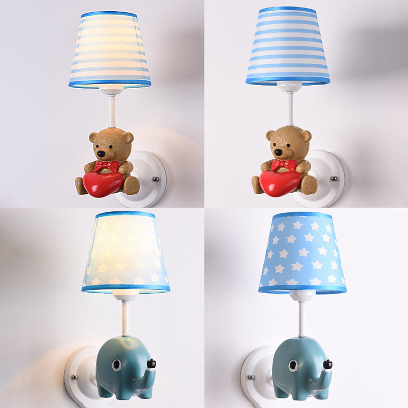 Dieren muur sconce verlichting nuchte st in stoffen stoffen stoffen kinderen slaapkamer muurverlichting armatuur