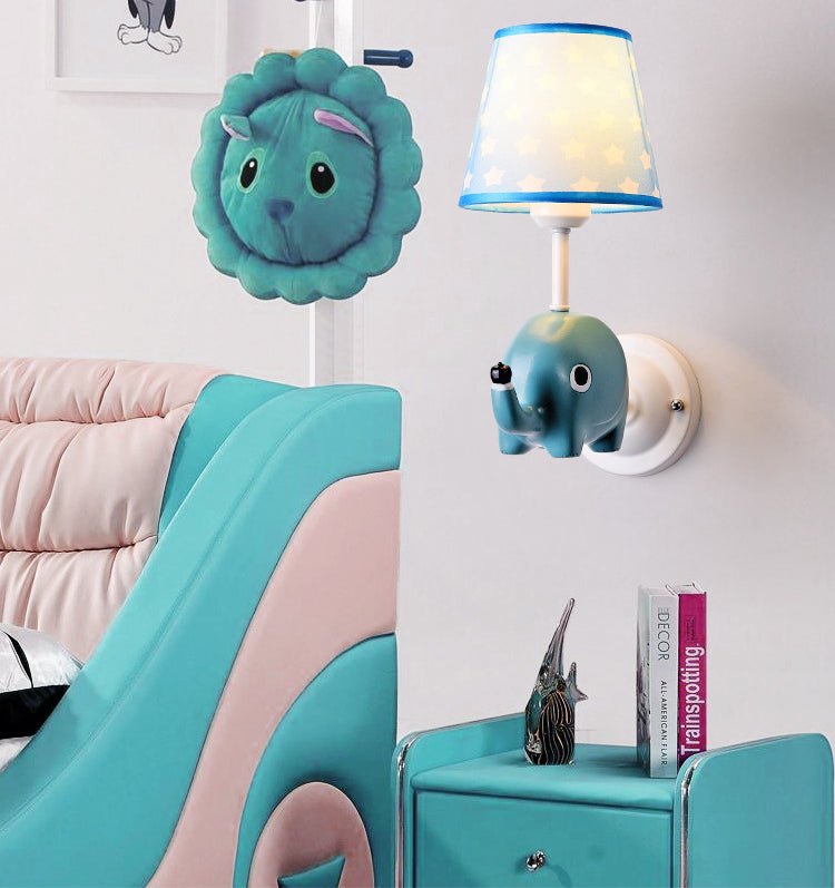 Dieren muur sconce verlichting nuchte st in stoffen stoffen stoffen kinderen slaapkamer muurverlichting armatuur