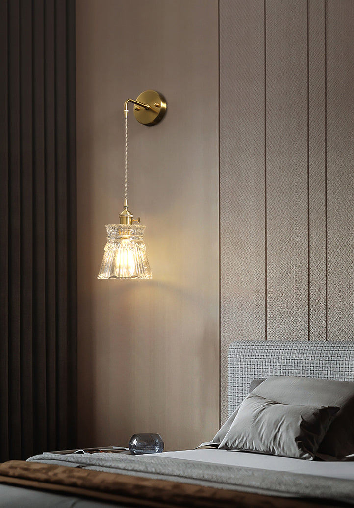 Accesorio de luz montado en la pared de vidrio sombreado estilo minimalista de iluminación de pared transparente