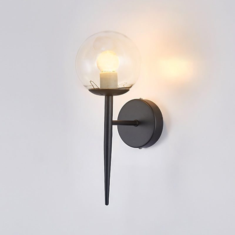 1-leichte Globus Wandleuchte in moderner Luxusstil Schmiedeeisen-Wandlampe mit Glasschatten