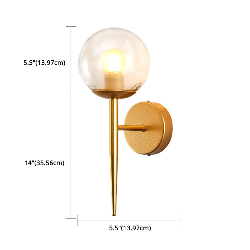 1-leichte Globus Wandleuchte in moderner Luxusstil Schmiedeeisen-Wandlampe mit Glasschatten