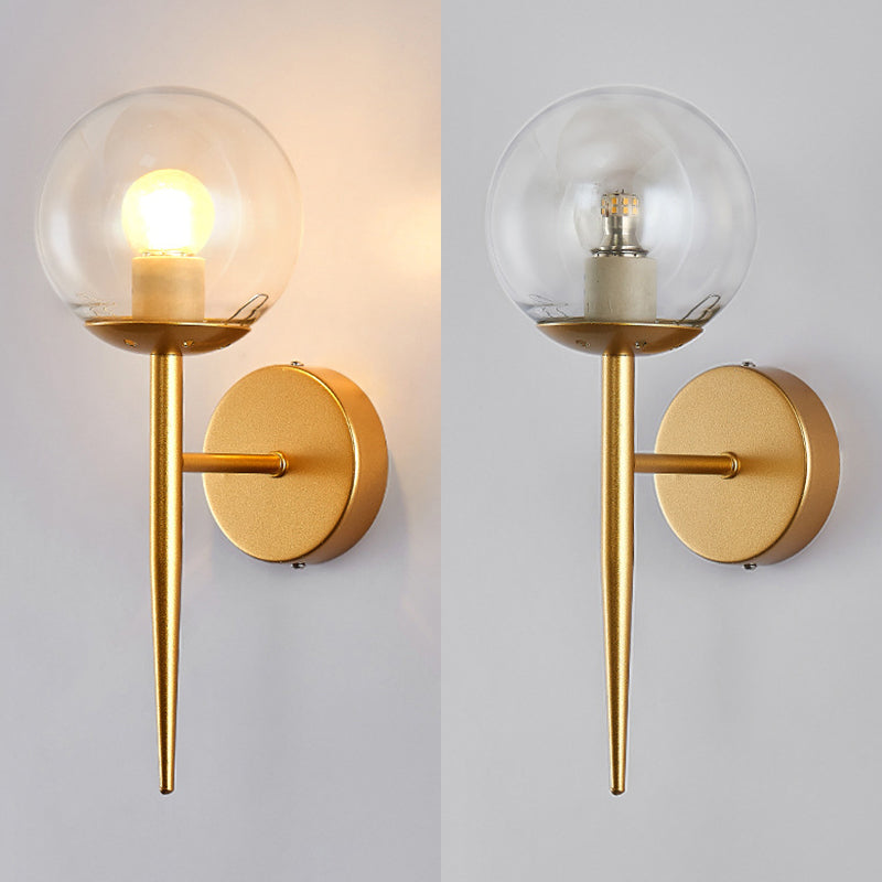 1-leichte Globus Wandleuchte in moderner Luxusstil Schmiedeeisen-Wandlampe mit Glasschatten