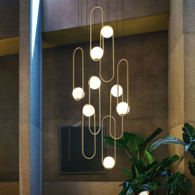 Cruster créatif moderne Light Light Whited Fer Indor Hanging Light avec une teinte en verre blanche