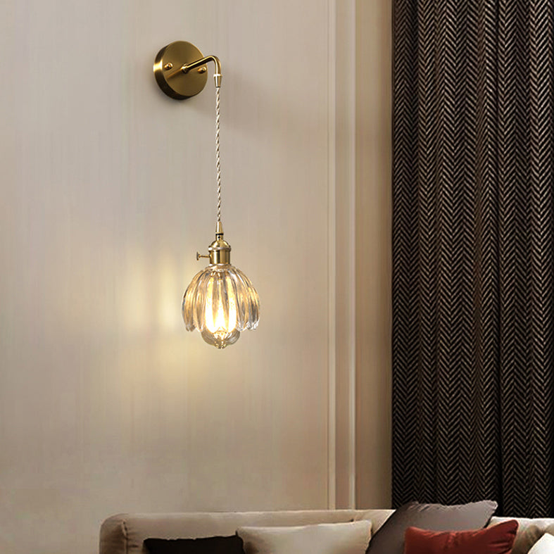 Accesorio de luz montado en la pared de vidrio sombreado estilo minimalista de iluminación de pared transparente