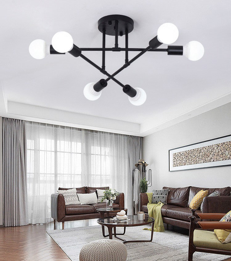 Nordic Ceiling Light Creative Personality Special-shaped Industrial Style Living Room Bedroom Study Restaurant Iron Art Lamps