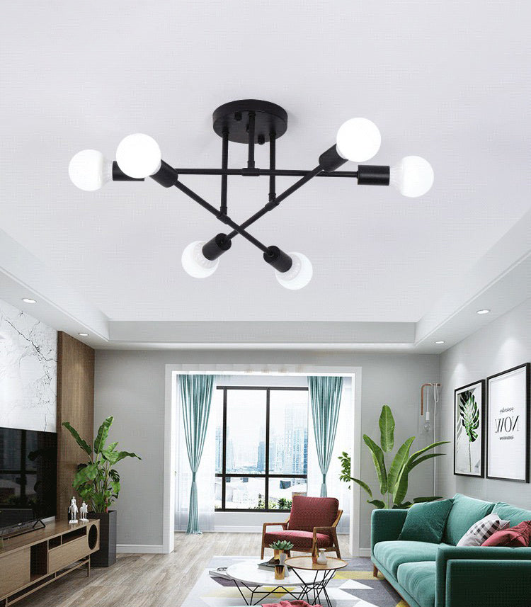 Nordic Ceiling Light Creative Personality Special-shaped Industrial Style Living Room Bedroom Study Restaurant Iron Art Lamps