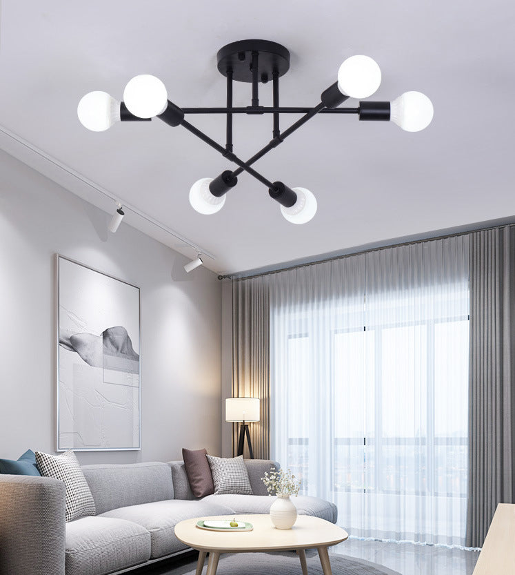 Nordic Ceiling Light Creative Personality Special-shaped Industrial Style Living Room Bedroom Study Restaurant Iron Art Lamps