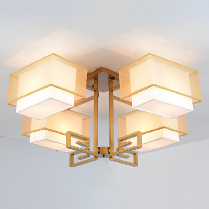 Lámparas de techo empotradas tradicionales de tela de iluminación de montaje empotrado rectangular