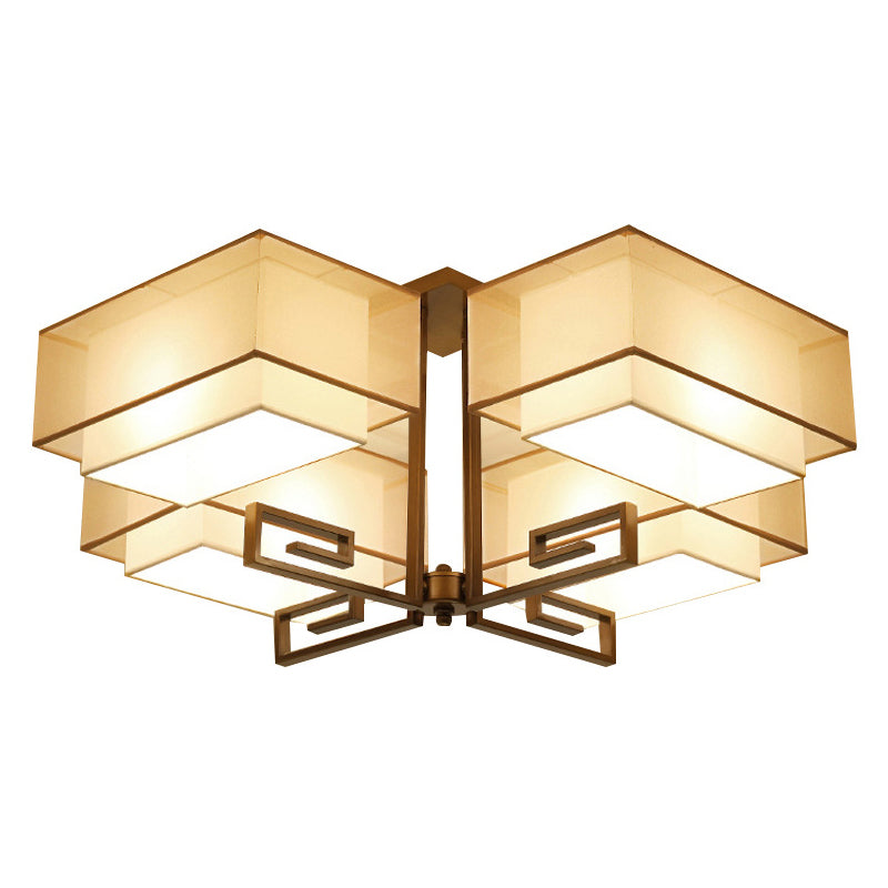 Lámparas de techo empotradas tradicionales de tela de iluminación de montaje empotrado rectangular