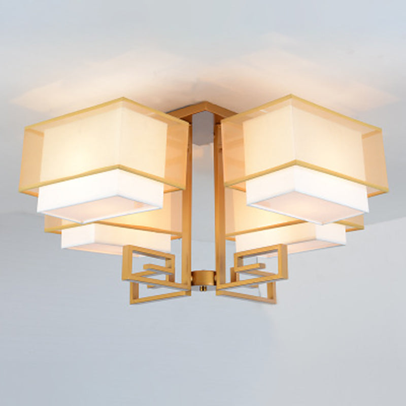 Lámparas de techo empotradas tradicionales de tela de iluminación de montaje empotrado rectangular