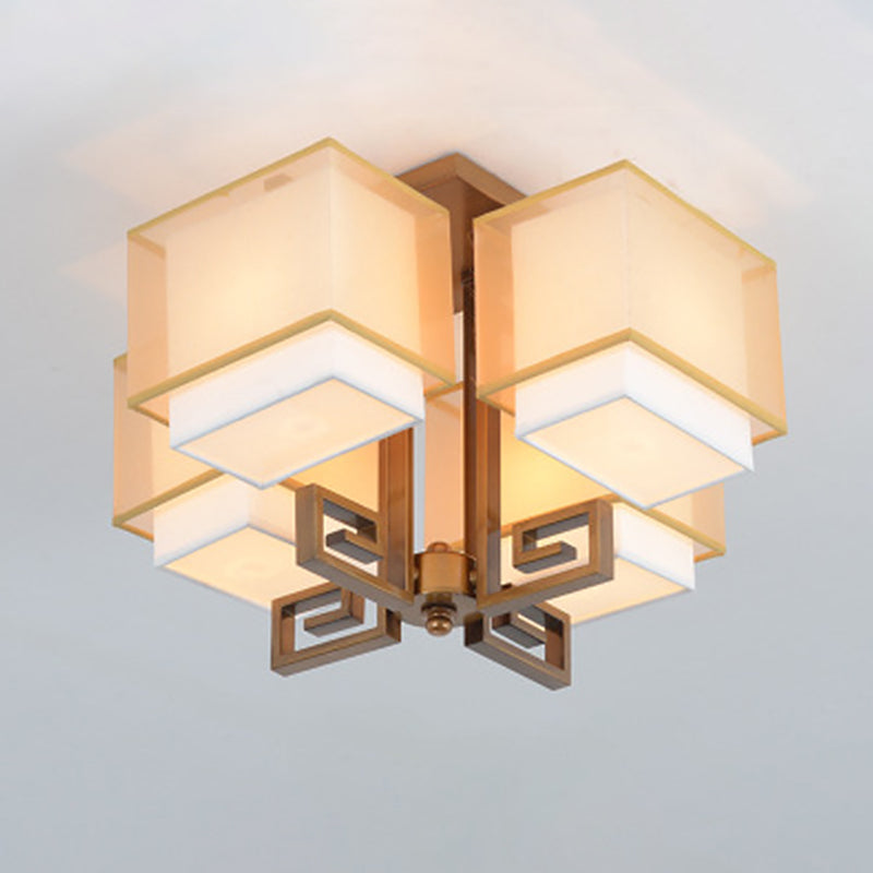 Lámparas de techo empotradas tradicionales de tela de iluminación de montaje empotrado rectangular