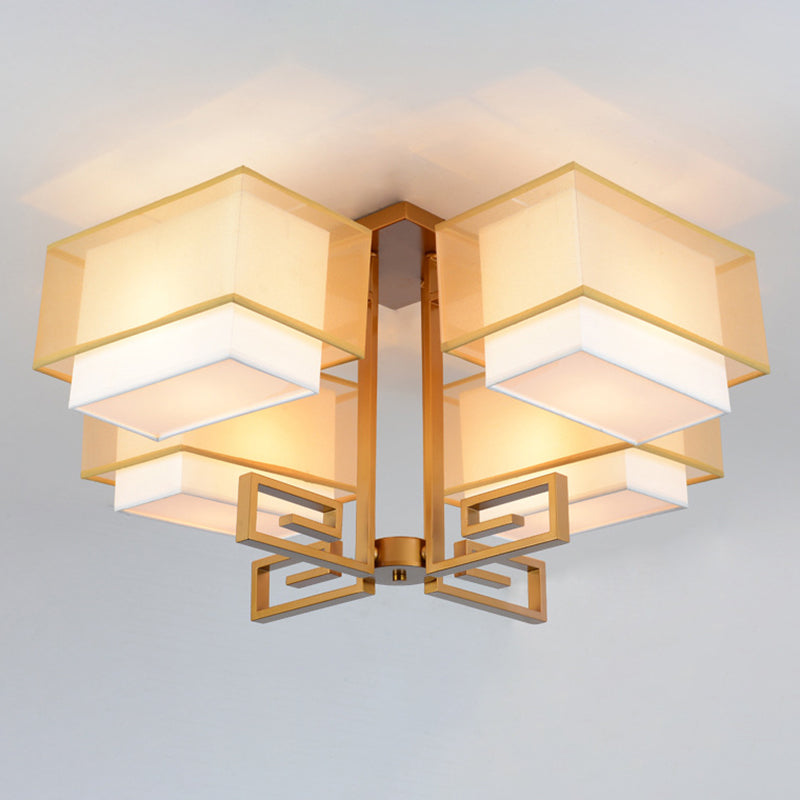 Lámparas de techo empotradas tradicionales de tela de iluminación de montaje empotrado rectangular