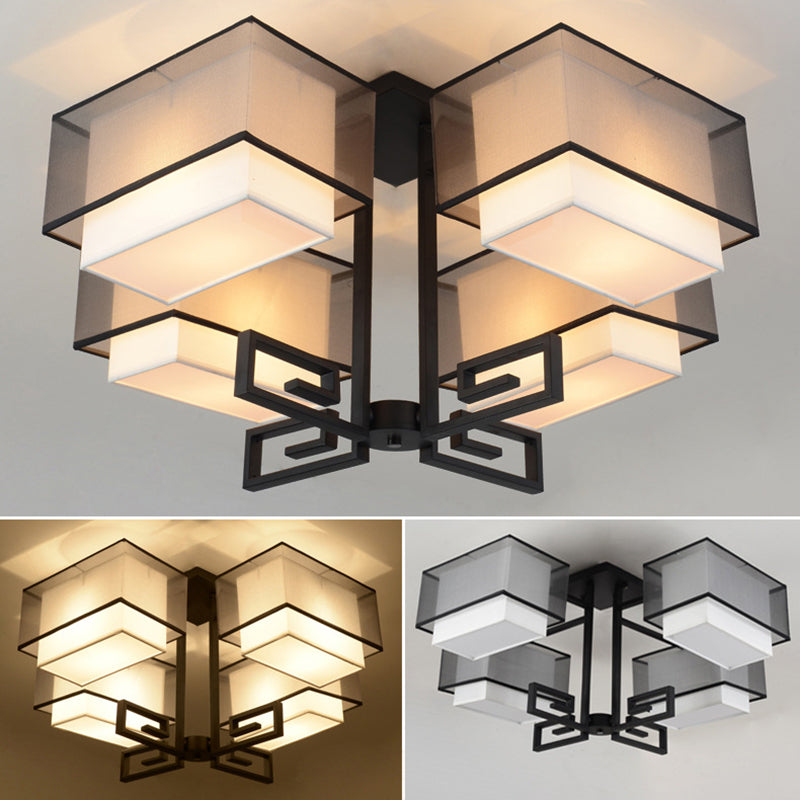 Lámparas de techo empotradas tradicionales de tela de iluminación de montaje empotrado rectangular