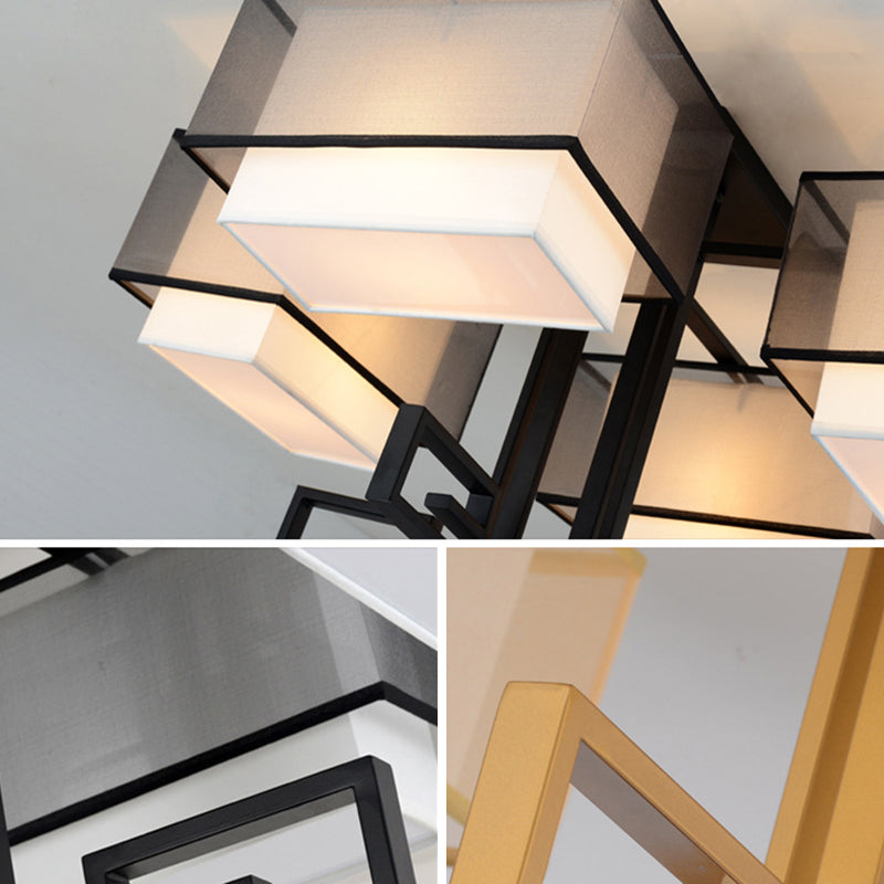 Lámparas de techo empotradas tradicionales de tela de iluminación de montaje empotrado rectangular