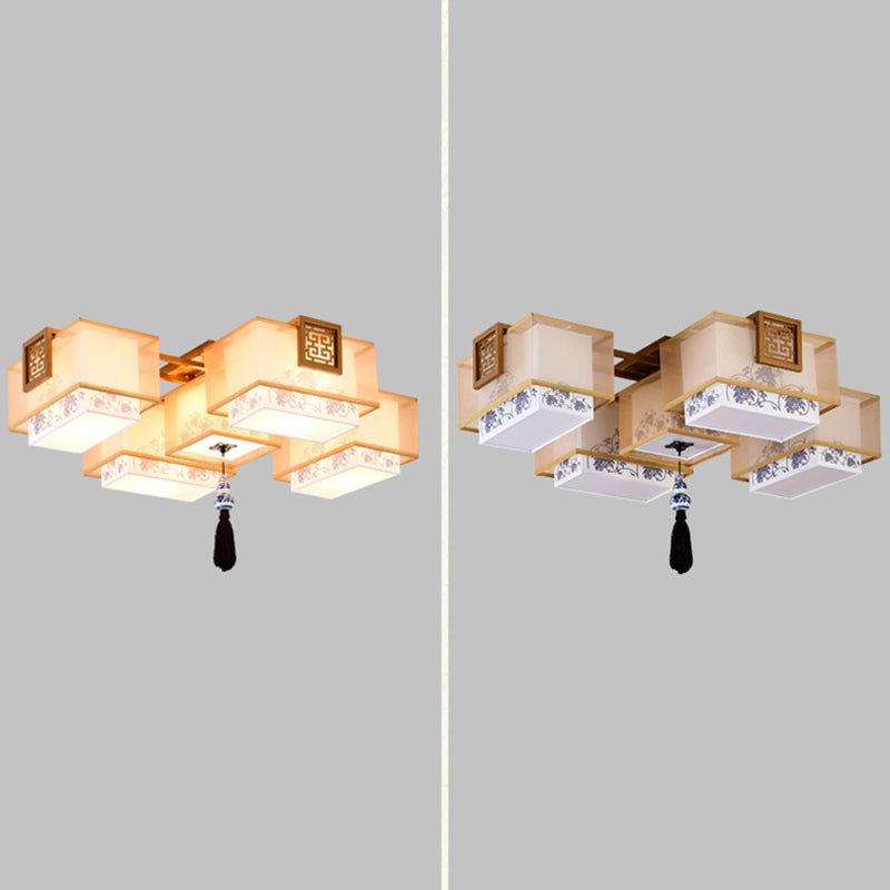 Lámparas de techo empotradas tradicionales de tela de iluminación de montaje empotrado rectangular