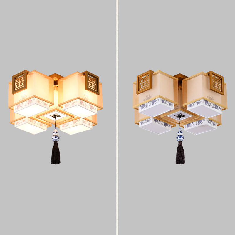 Lámparas de techo empotradas tradicionales de tela de iluminación de montaje empotrado rectangular