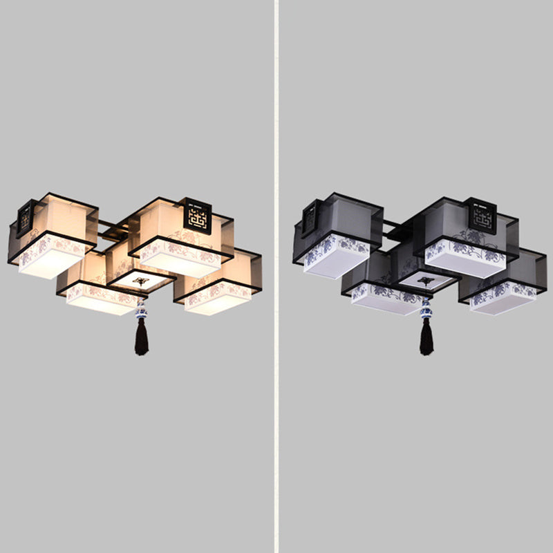Lámparas de techo empotradas tradicionales de tela de iluminación de montaje empotrado rectangular
