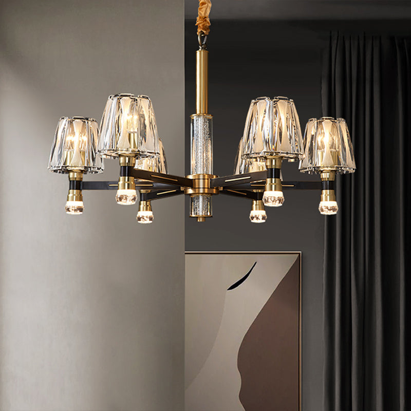 Conical Chandelier Light Fixture Traditional Clear Glass Pendant Lighting for Restaurant