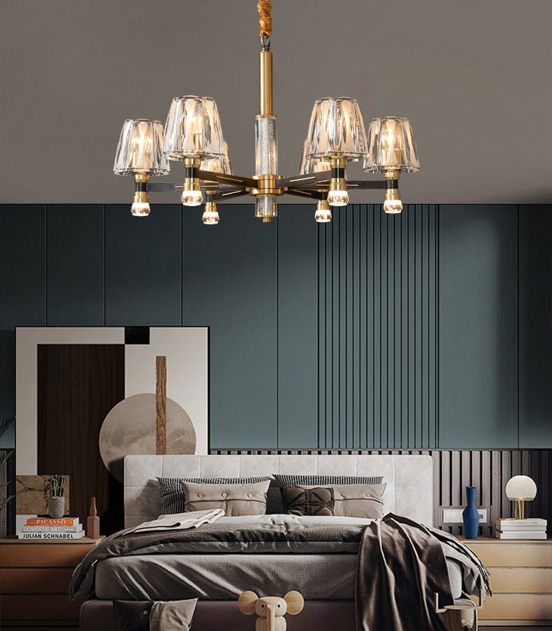 Conical Chandelier Light Fixture Traditional Clear Glass Pendant Lighting for Restaurant
