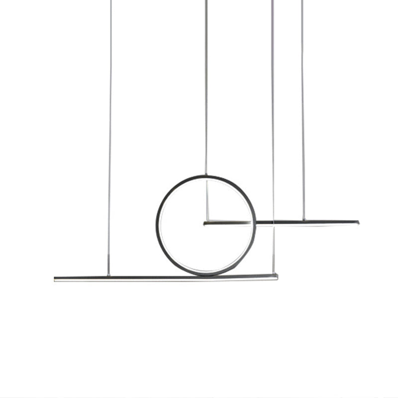 Wrought Iron LED Linear Ceiling Light in Modern Concise Style Acrylic Pendant Light for Dining Room