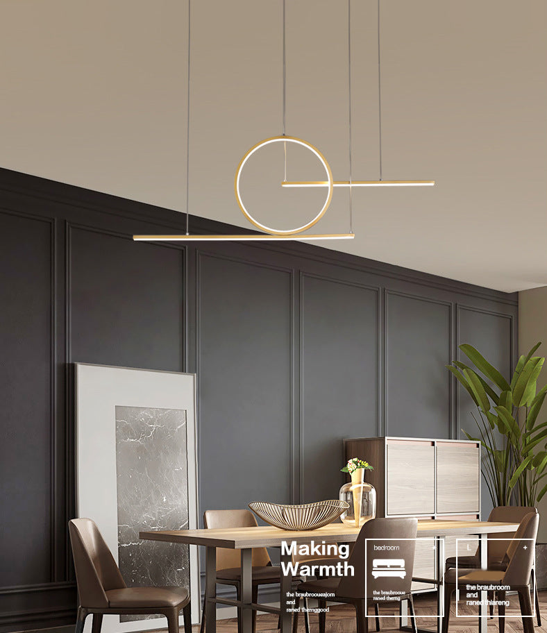 Wrought Iron LED Linear Ceiling Light in Modern Concise Style Acrylic Pendant Light for Dining Room