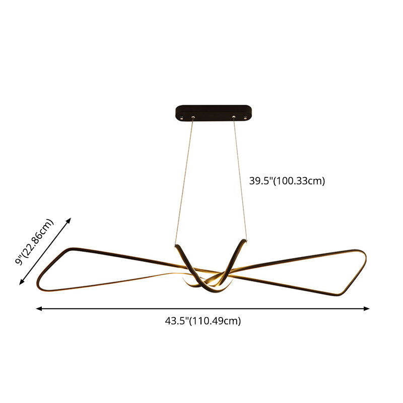 Aluminium Linear LED Pendant Light in Modern Singular Style Silica Gel Ceiling Light for Dining Room