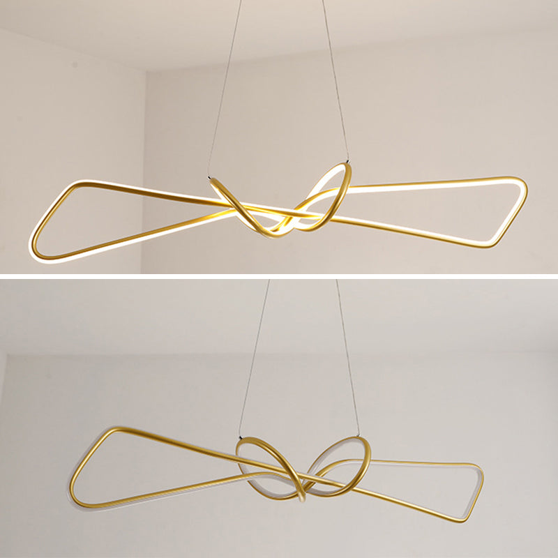 Aluminium Linear LED Pendant Light in Modern Singular Style Silica Gel Ceiling Light for Dining Room