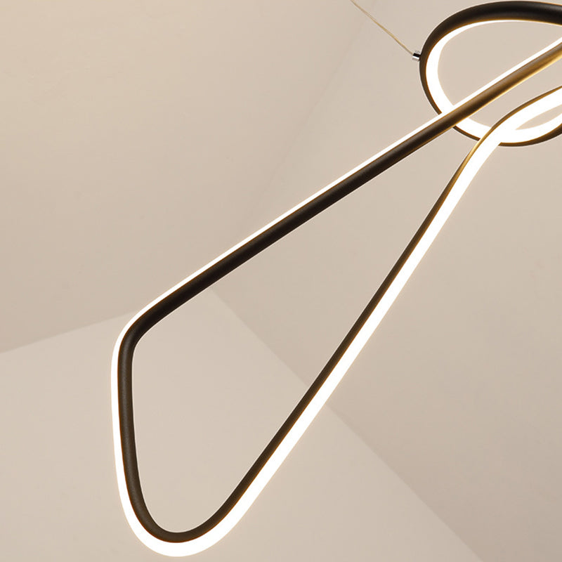 Aluminium Linear LED Pendant Light in Modern Singular Style Silica Gel Ceiling Light for Dining Room