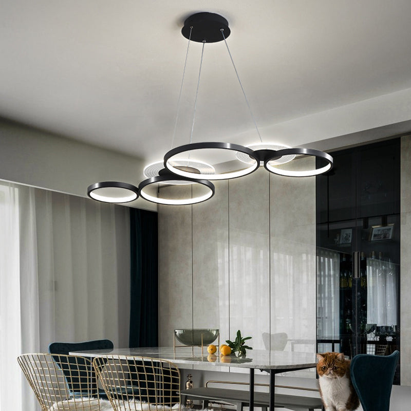 Wrought Iron LED Hanging Lamp in Modern Creative Style Acrylic Linear Pendant Light for Interior Spaces