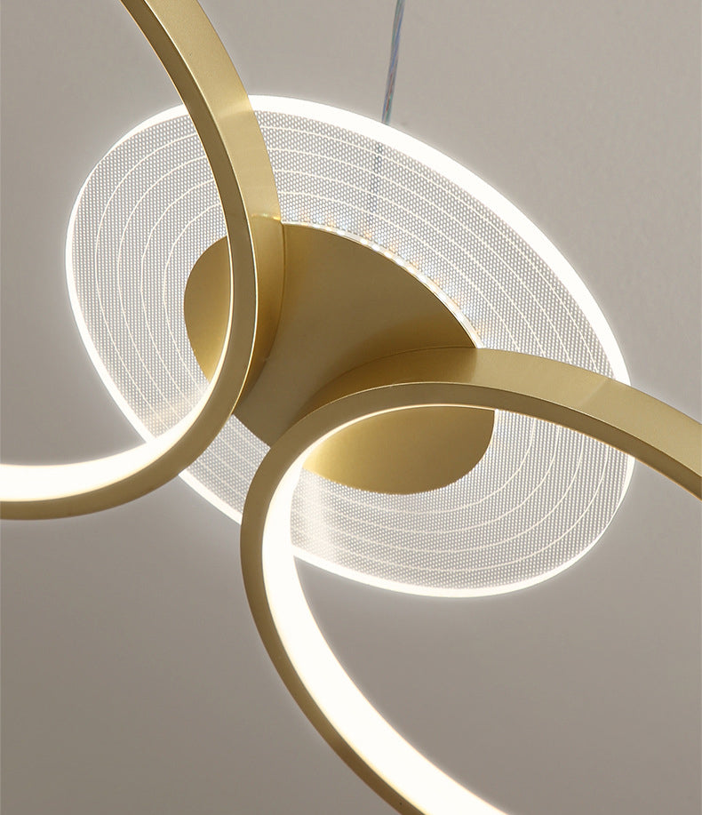 Wrought Iron LED Hanging Lamp in Modern Creative Style Acrylic Linear Pendant Light for Interior Spaces