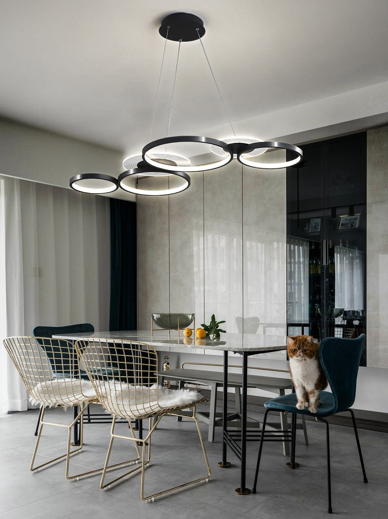 Wrought Iron LED Hanging Lamp in Modern Creative Style Acrylic Linear Pendant Light for Interior Spaces