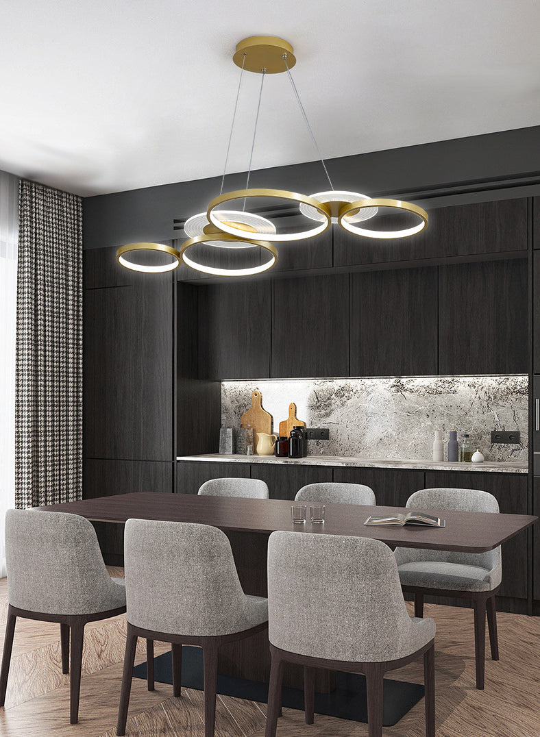 Wrought Iron LED Hanging Lamp in Modern Creative Style Acrylic Linear Pendant Light for Interior Spaces