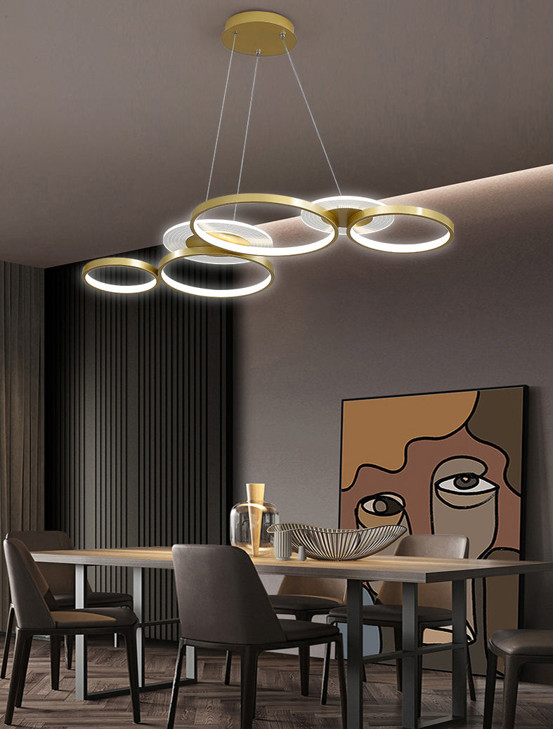 Wrought Iron LED Hanging Lamp in Modern Creative Style Acrylic Linear Pendant Light for Interior Spaces