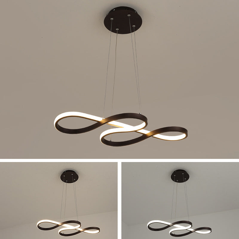 Aluminium LED Linear Pendant Light in Modern Creative Style Silica Gel Ceiling Light for Dining Room