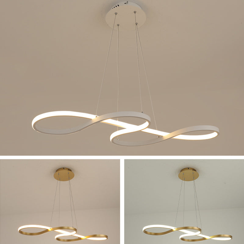 Aluminium LED Linear Pendant Light in Modern Creative Style Silica Gel Ceiling Light for Dining Room