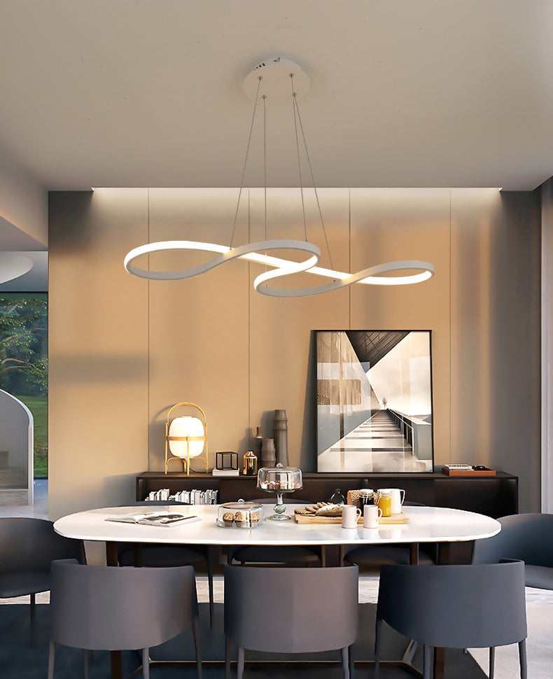 Aluminium LED Linear Pendant Light in Modern Creative Style Silica Gel Ceiling Light for Dining Room