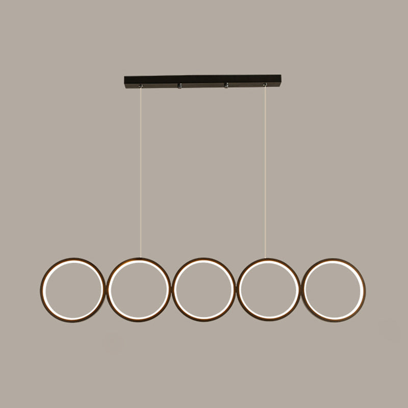 Black Annulus LED Hanging Lamp in Modern Concise Style Wrought Iron Indoor Ceiling Light with Acrylic Shade