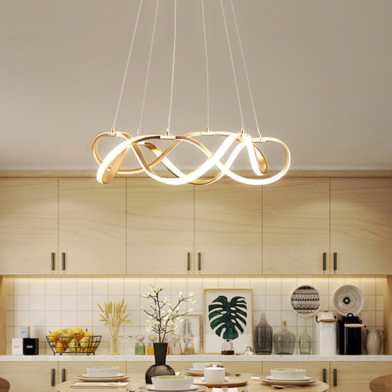 Aluminium LED Hanging Lamp in Modern Luxury Style Acrylic Linear Pendant Light for Living Room